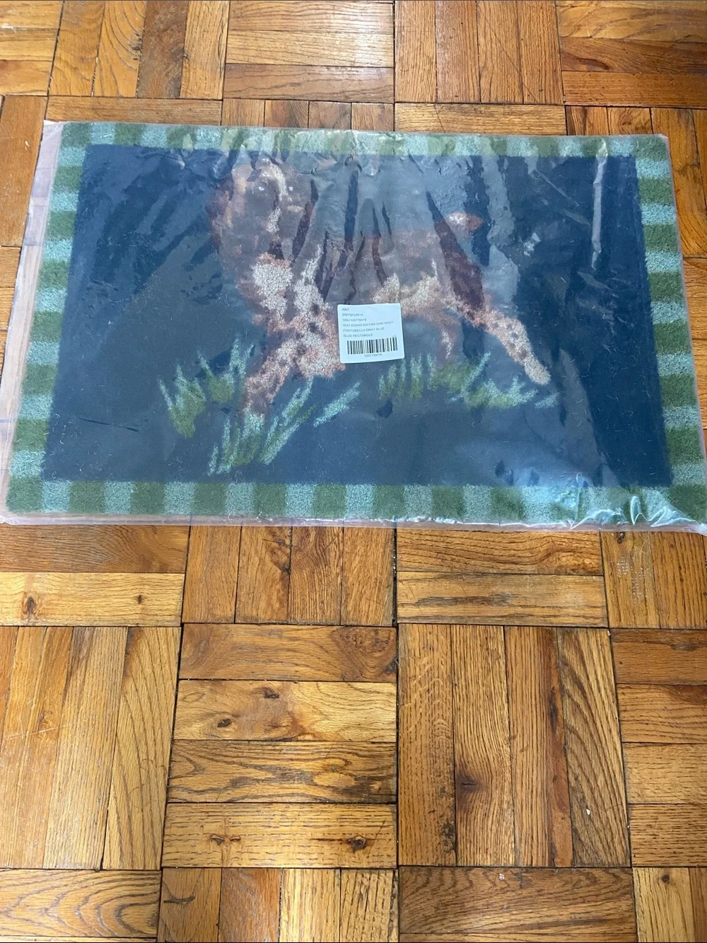 Anthropologie Dog Coir Doormat Blue Portobello Entry Rug 20x30 NWT Cottagecore